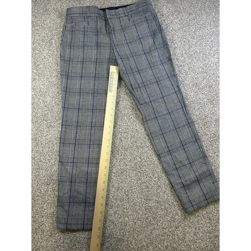 Banana Republic Sloan Pants 4 Trouser Gray Plaid Straight Wide Waist Work A6